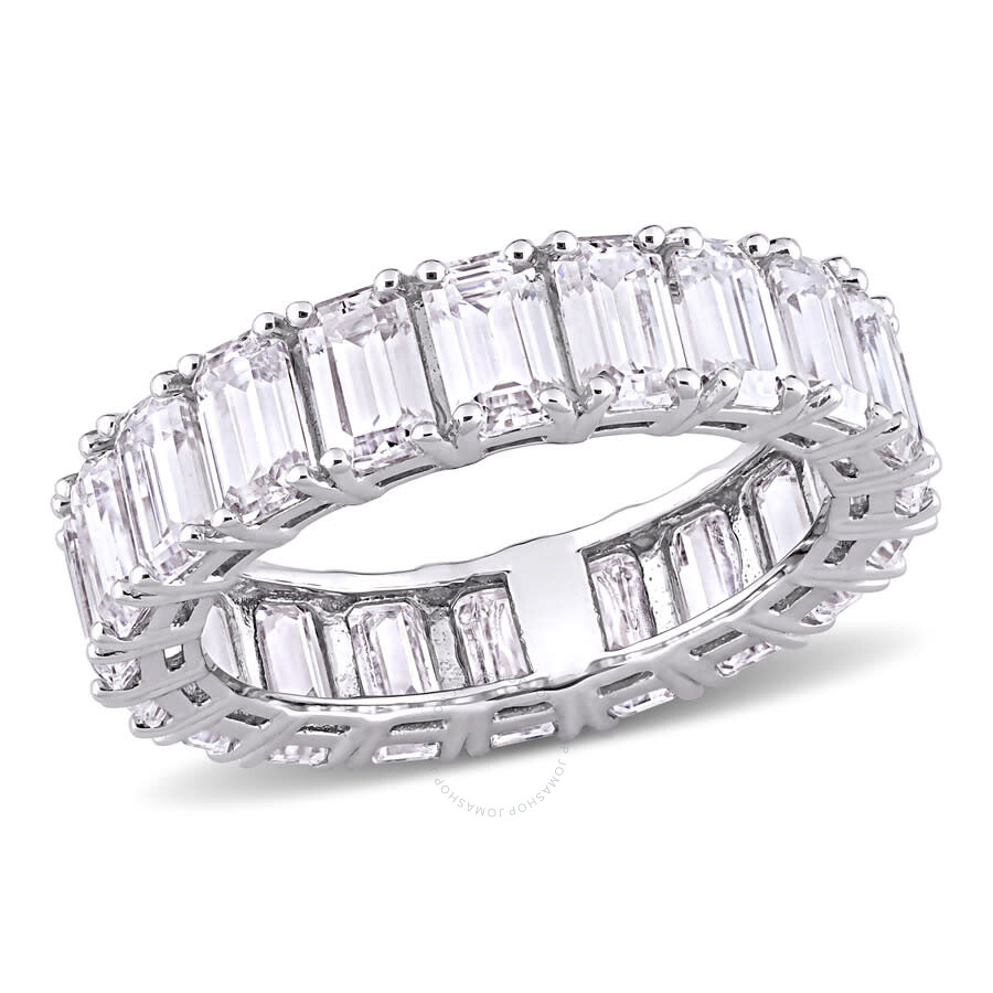 Amour 6 Ct Dew Emerald Cut Created Moissanite Eternity Ring In 14k White Gold In White