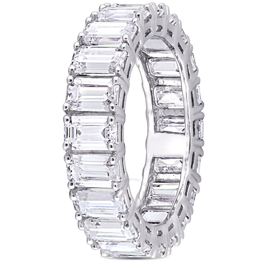 Amour 6 Ct Dew Emerald Cut Created Moissanite Eternity Ring In 14k White Gold In White