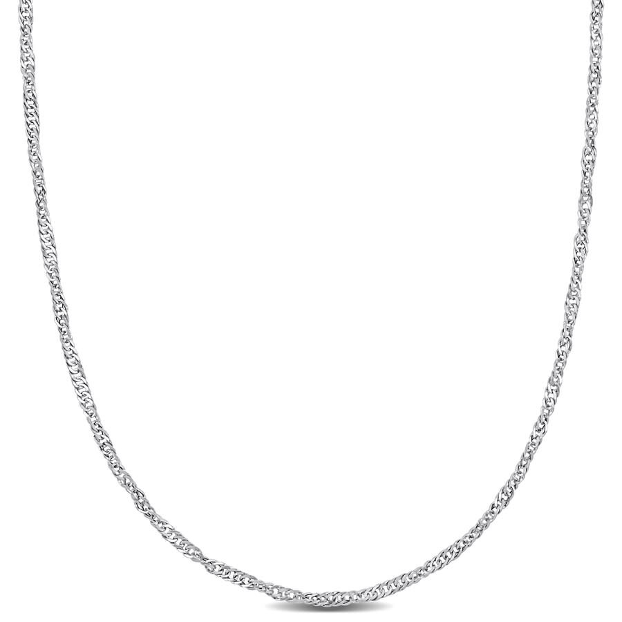 Amour 1.9mm Diamond-cut Singapore Necklace In 14k White Gold - 16 In In White