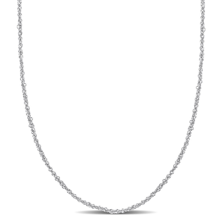 Amour 1.2mm Sparkling Singapore Necklace In 14k White Gold - 16 In In White