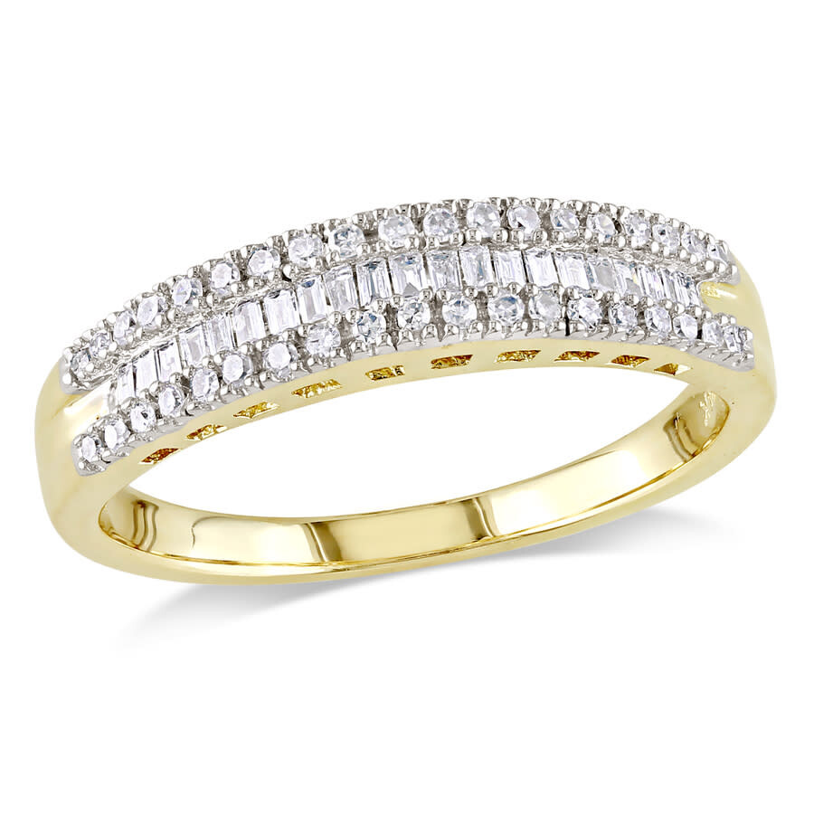 Amour 1/4 Ct Tw Baguette And Round Diamond Anniversary Band In 14k Yellow Gold In Yellow