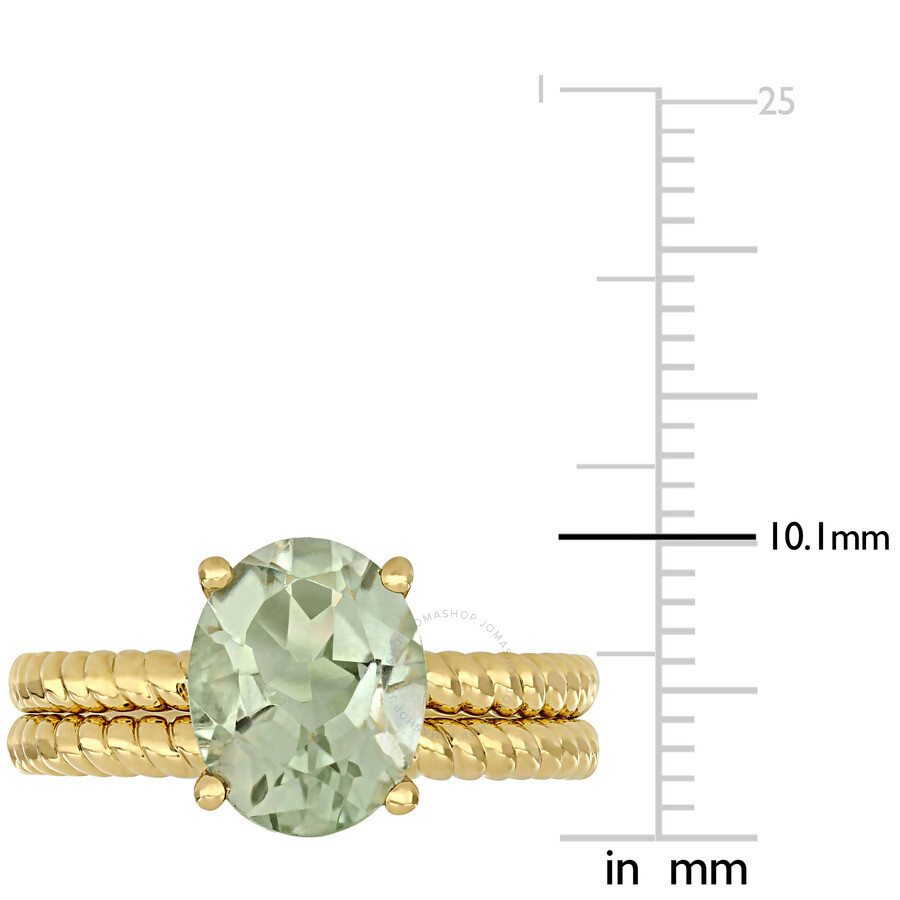 Shop Amour 2 1/3ct Tgw Green Quartz Twist Bridal Ring Set In 14k Yellow Gold