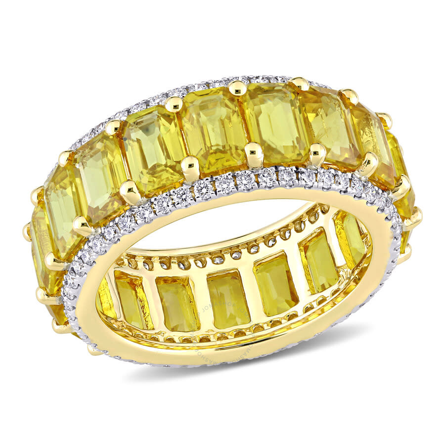 Amour 5/8 Ct Tw Diamond And 10 1/2 Ct Tgw Yellow Sapphire Eternity Ring In 14k Yellow Gold In Yellow