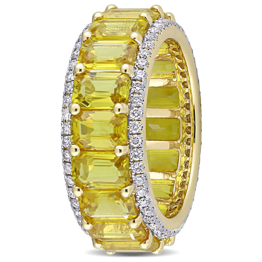 Amour 5/8 Ct Tw Diamond And 10 1/2 Ct Tgw Yellow Sapphire Eternity Ring In 14k Yellow Gold In Yellow