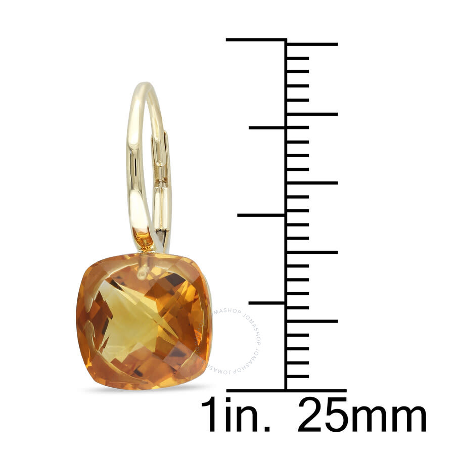 Amour 8 1/2 Ct Tgw Cushion Cut Checkerboard Madeira Citrine Leverback Earrings In 14k Yellow Gold In Yellow