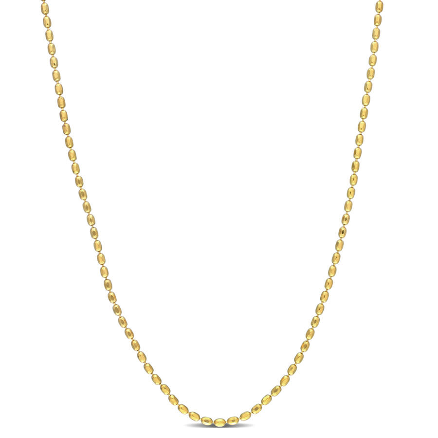 Amour Oval Ball Chain Necklace In Yellow Plated Sterling Silver In Yellow