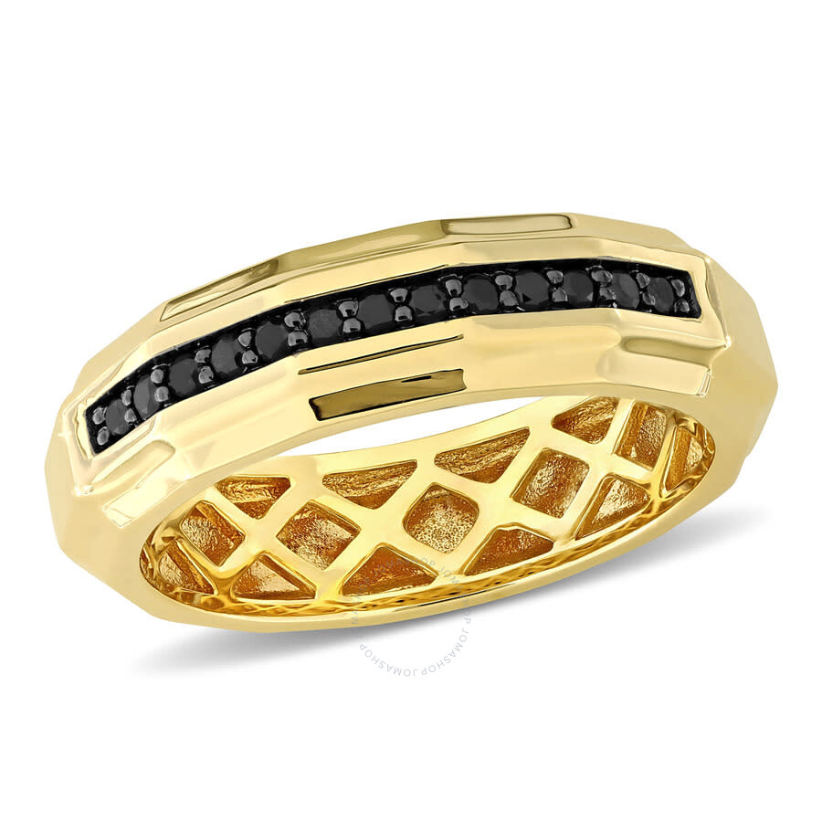 Shop Amour 1/5ct Tdw Channel-set Black Diamond Ring In 14k Yellow Gold