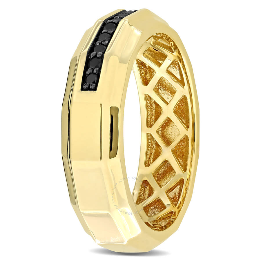 Shop Amour 1/5ct Tdw Channel-set Black Diamond Ring In 14k Yellow Gold