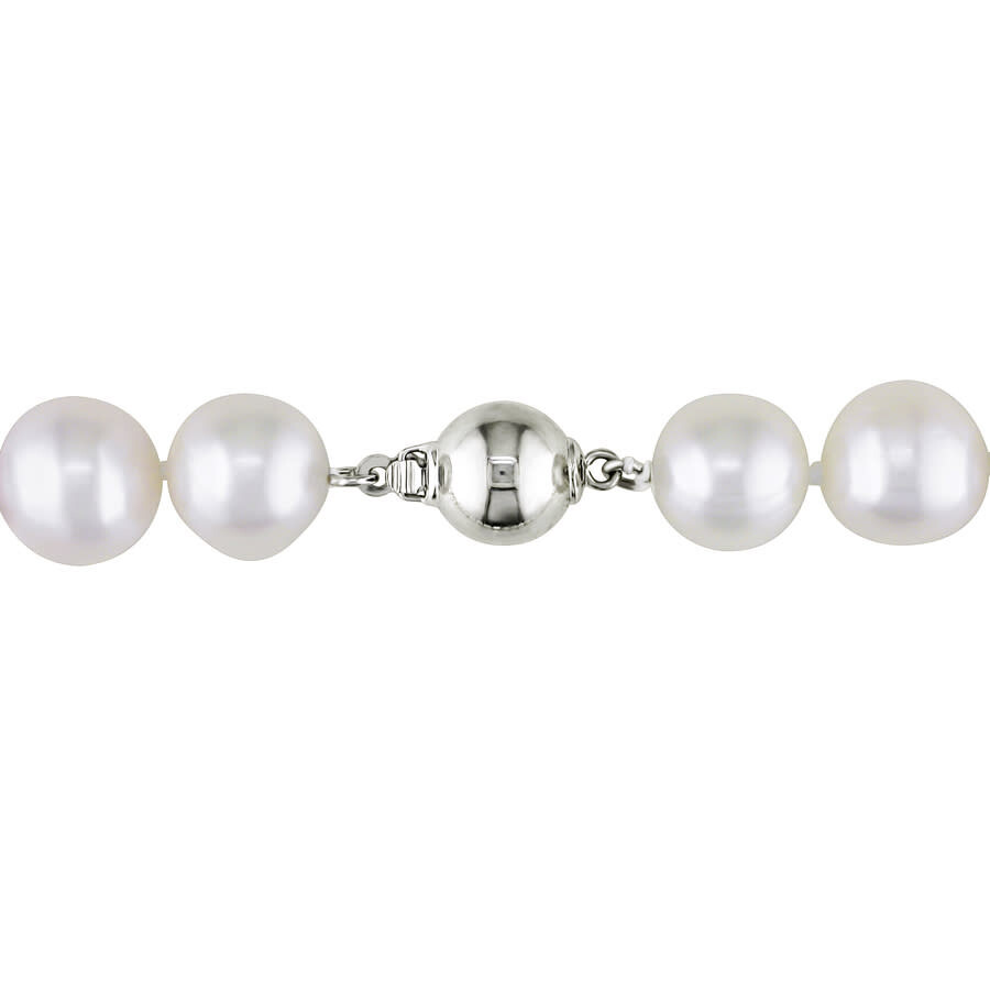 Amour 10 - 11 Mm Freshwater Cultured Pearl Strand With Sterling Silver Ball Clasp In White