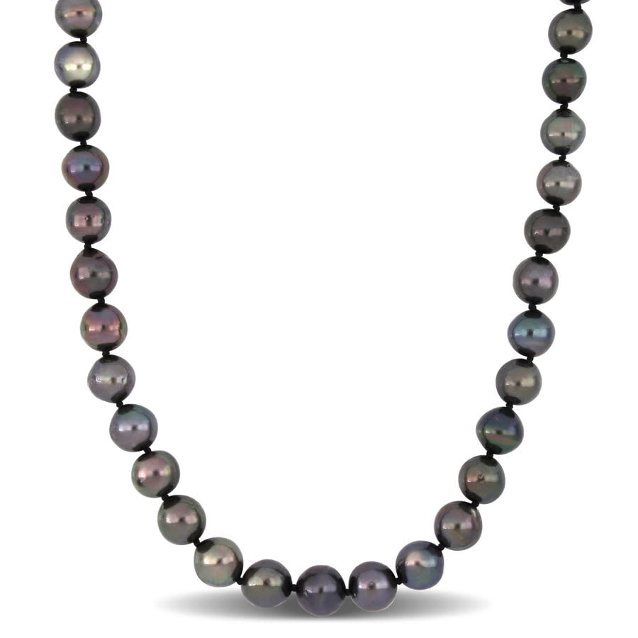 Natural 8-9mm Tahitian Black Pearl Round Bead Necklace - 14 To 100 Inches (Choose Length)