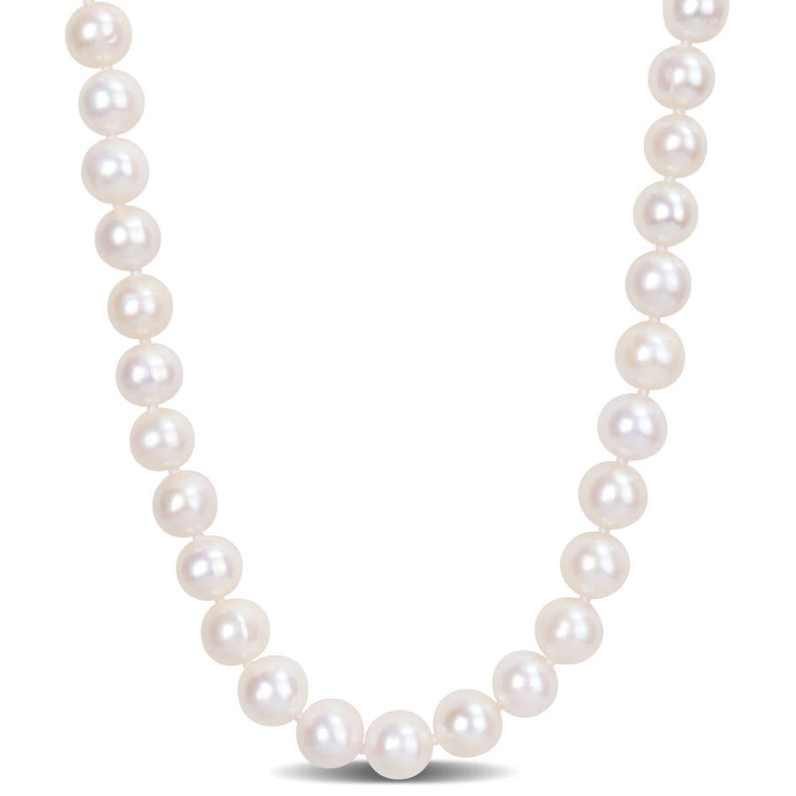 Amour 9 - 10 Mm Freshwater Cultured Pearl Strand With Silvertone Clasp In White