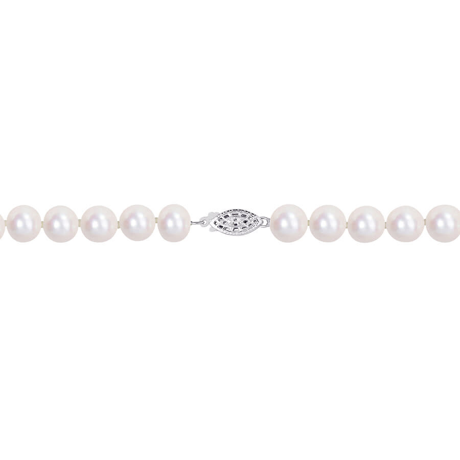 Amour 9 - 10 Mm Freshwater Cultured Pearl Strand With Silvertone Clasp In White