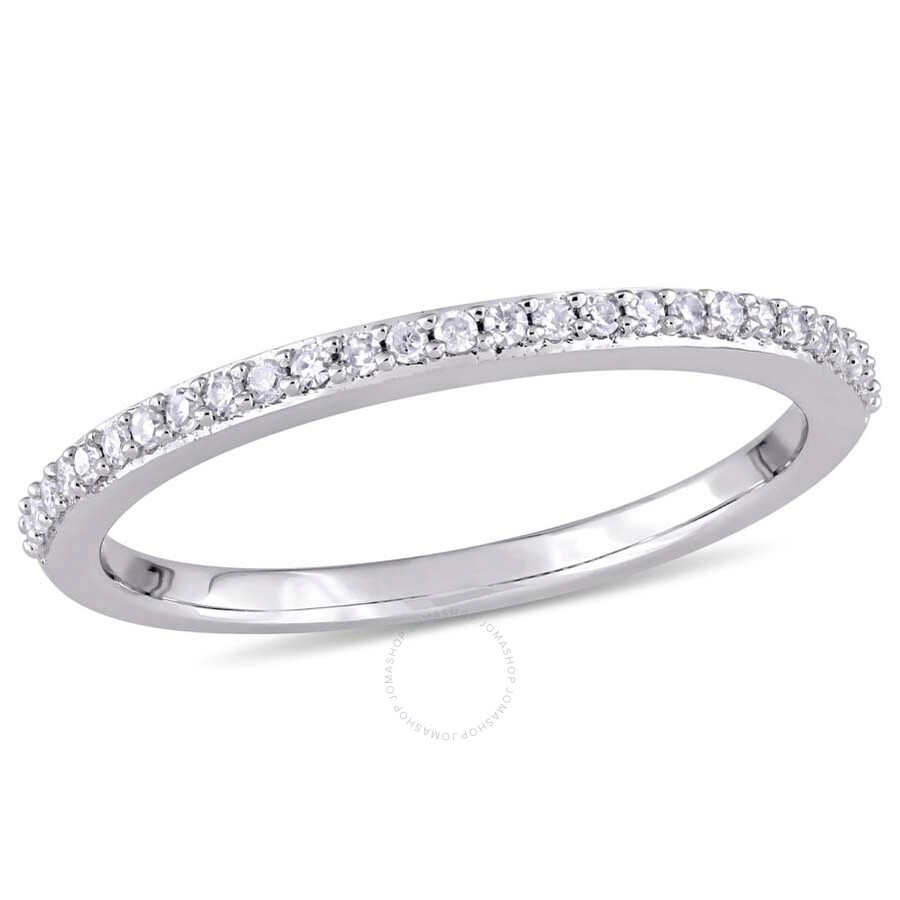 Amour 1/8 Ct Tw Diamond Semi-eternity Anniversary Band In 14k White Gold In Gold / Gold Tone / White