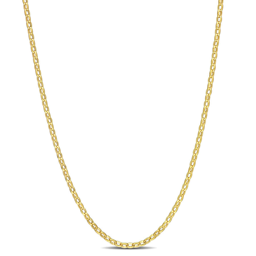 Amour Rolo Chain Necklace In Yellow Plated Sterling Silver In Yellow