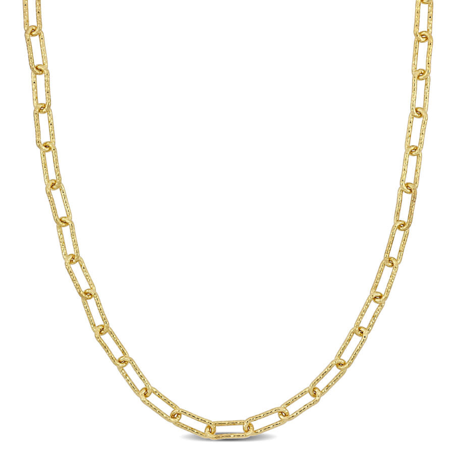 Amour 3.5mm Fancy Paperclip Chain Necklace In Yellow Plated Sterling Silver In Yellow