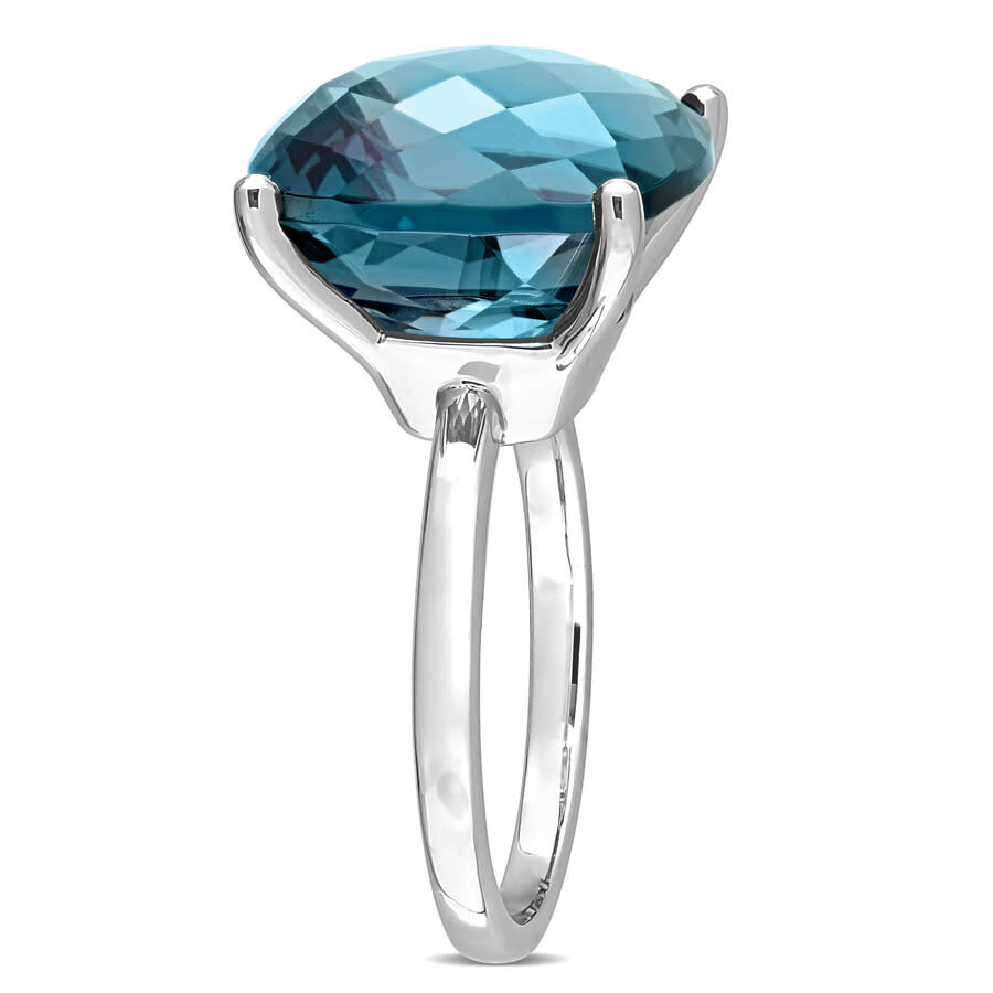 Amour 19 1/4 Ct Tgw Cushion Checkerboard London Blue Topaz Cocktail Ring In 14k White Gold In White