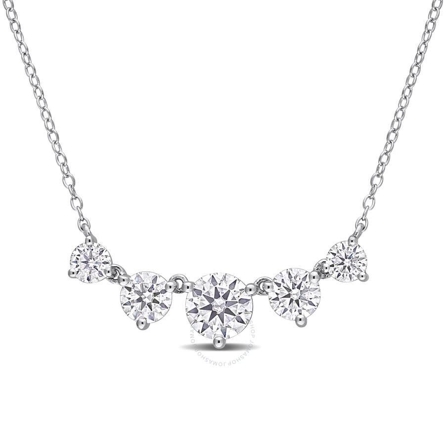 Amour 2 1/2 Ct Dew Created Moissanite Heart Necklace In Sterling Silver In White