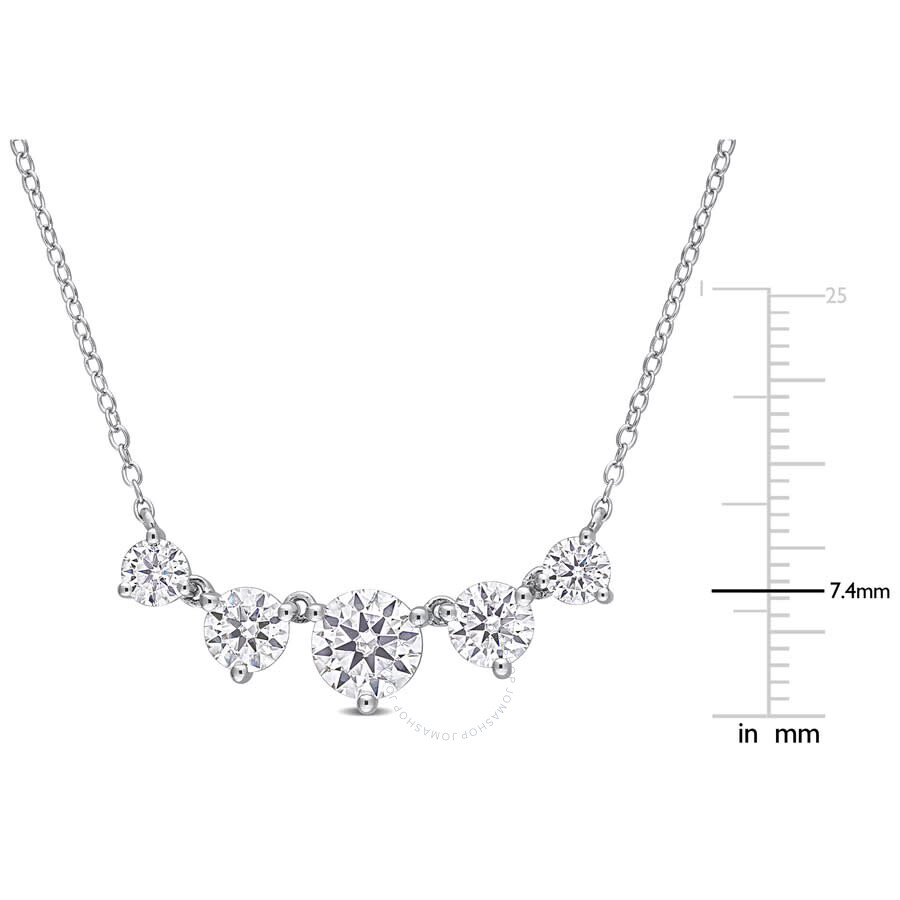 Amour 2 1/2 Ct Dew Created Moissanite Heart Necklace In Sterling Silver In White