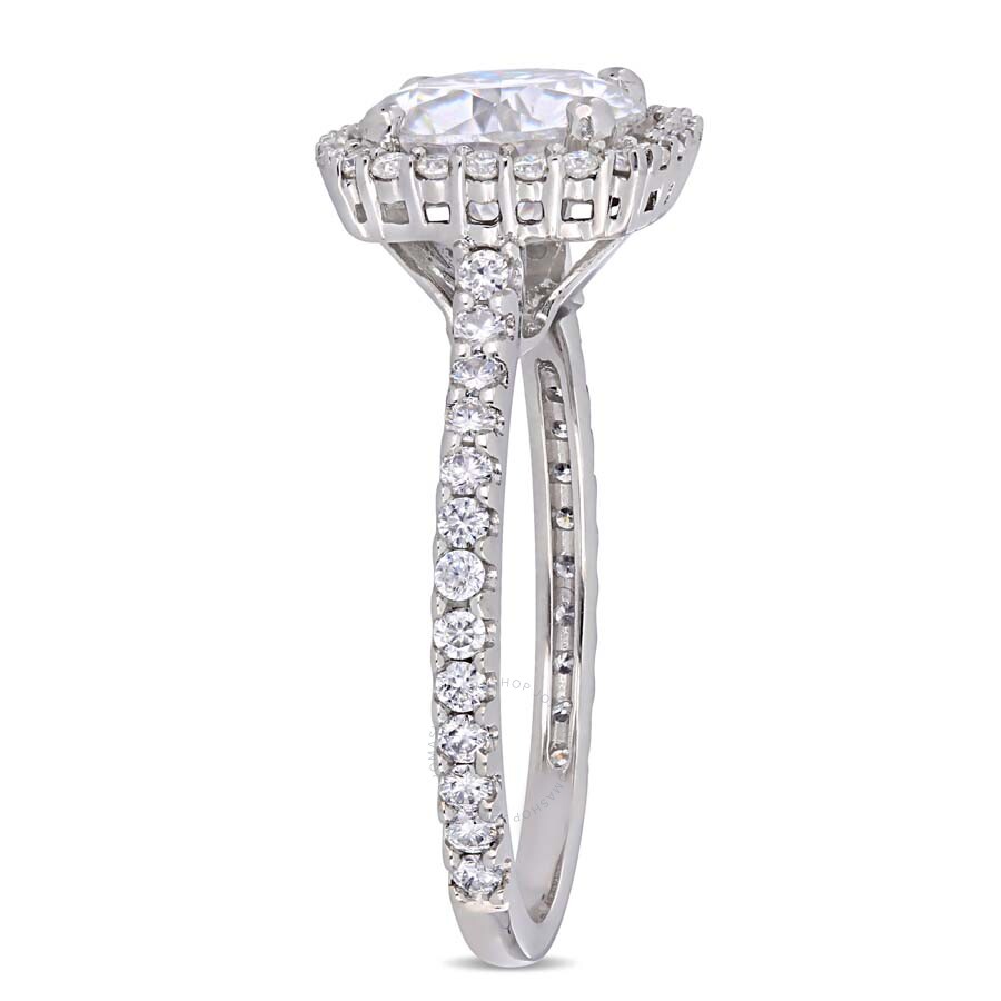 Amour 2 1/2 Ct Dew Moissanite Halo Engagement Ring In 10k White Gold In Gold / Gold Tone / White