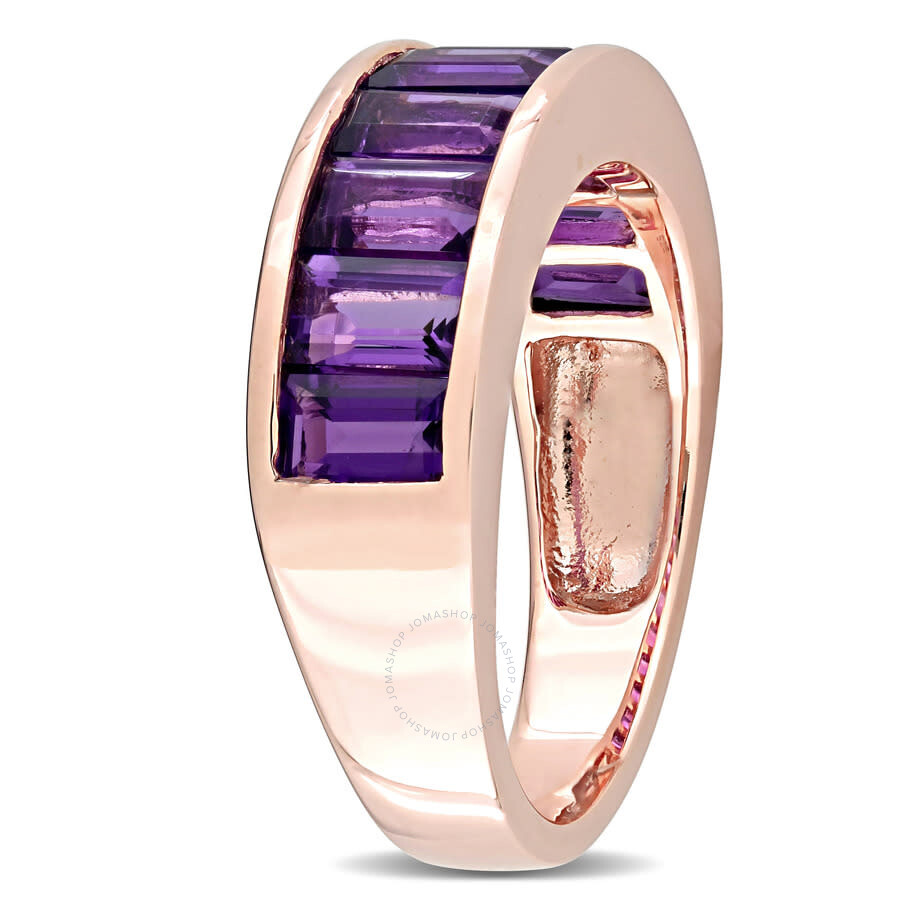 Amour 2 1/3 Ct Tgw Baguette-cut African-amethyst Semi-eternity Anniversary Band In Sterling Silver In Pink