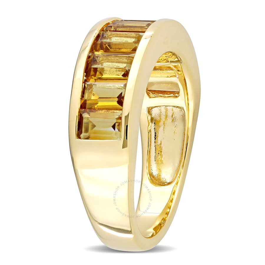Amour 2 1/3 Ct Tgw Baguette-cut Citrine Semi-eternity Anniversary Band In Sterling Silver In Yellow