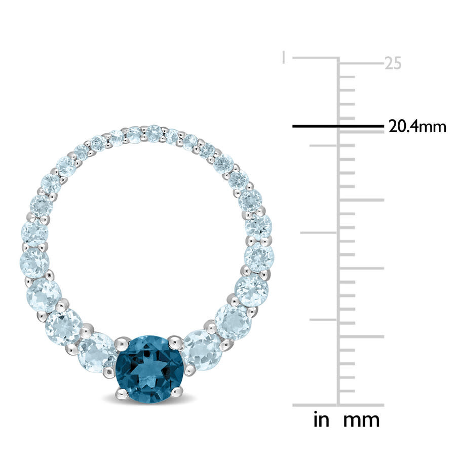 Amour 3 1/3 Ct Tgw Sky Blue Topaz And London Blue Topaz Graduated Open Circle Earrings In Sterling S In White