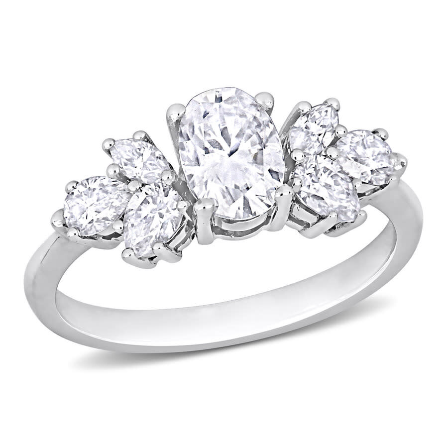 Amour 2 Ct Dew Created Moissanite Engagement Ring In 10k White Gold In White