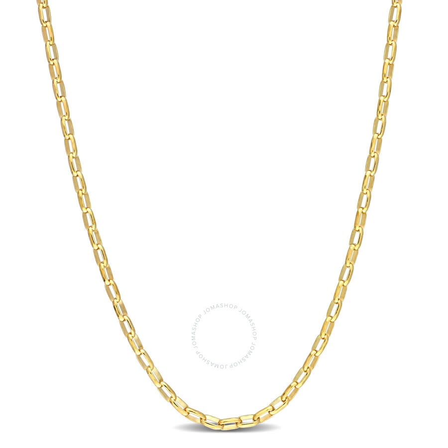 Shop Amour Fancy Rectangular Rolo Chain Necklace In Yellow Plated Sterling Silver