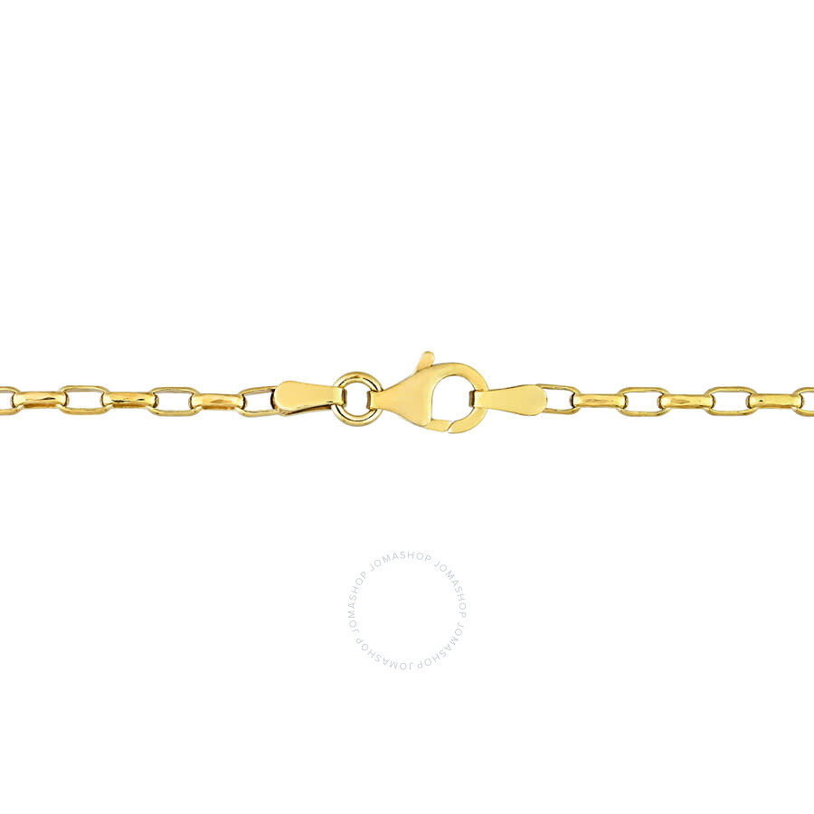 Amour Fancy Rectangular Rolo Chain Necklace In Yellow Plated Sterling Silver In Yellow
