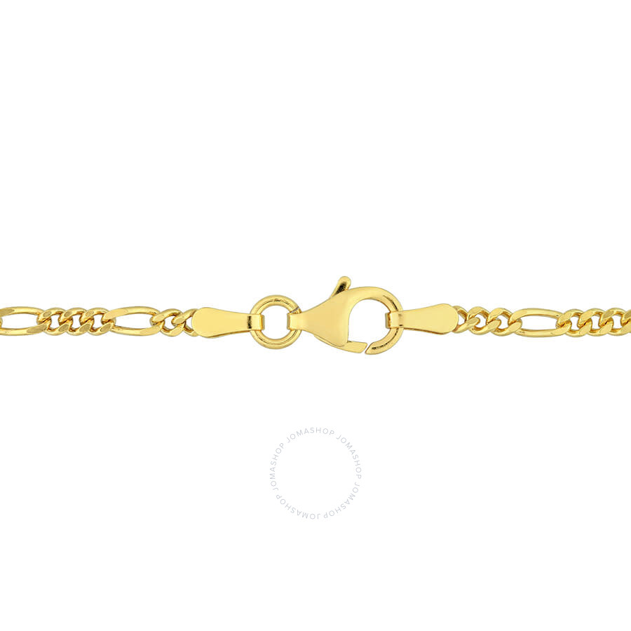 Amour 2.2mm Figaro Chain Necklace In Yellow Plated Sterling Silver In Yellow