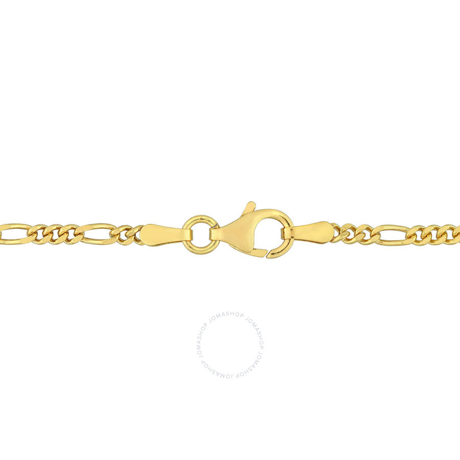 Amour 2.2mm Figaro Chain Necklace In Yellow Plated Sterling Silver In Yellow