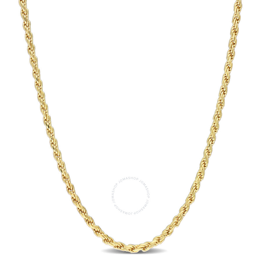 Amour 2.2mm Rope Chain Necklace In Yellow Plated Sterling Silver In Yellow