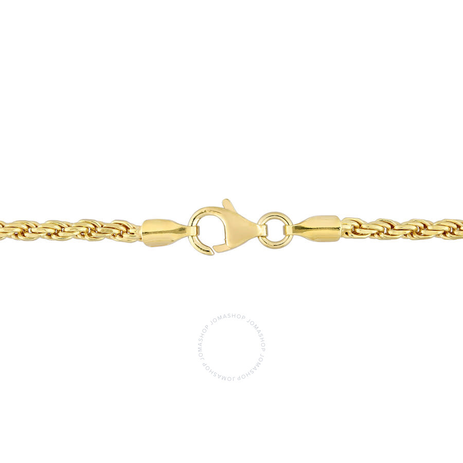 Amour 2.2mm Rope Chain Necklace In Yellow Plated Sterling Silver In Yellow