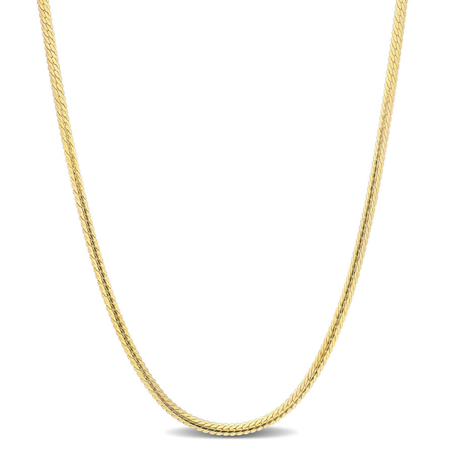 Shop Amour 2mm Herringbone Chain Necklace In Yellow Plated Sterling Silver