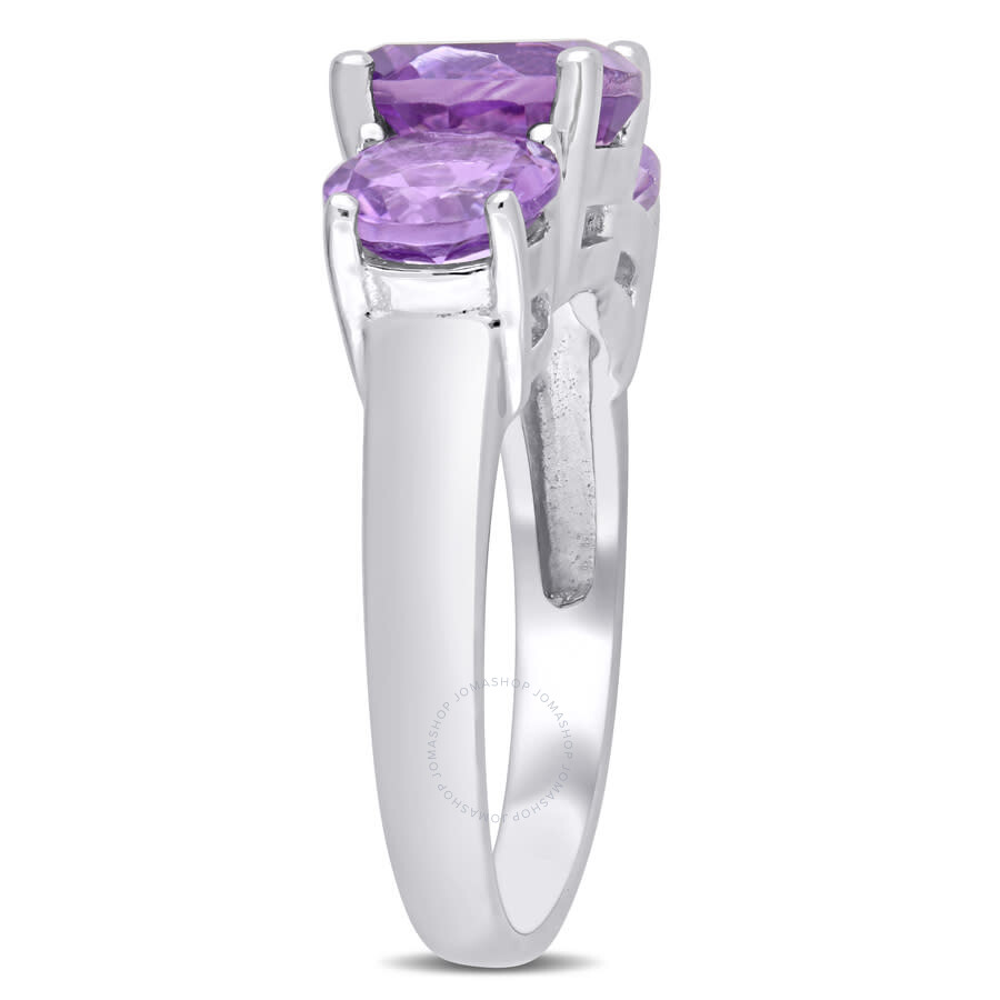 Shop Amour 3 3/8 Ct Tgw Amethyst 3-stone Ring In Sterling Silver In White