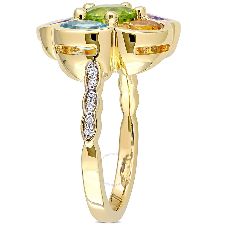 Amour 3 3/8 Ct Tgw Rhodolite Citrine Swiss- Blue Topaz Amethyst Iolite Peridot And Diamond Accent Fl In Yellow