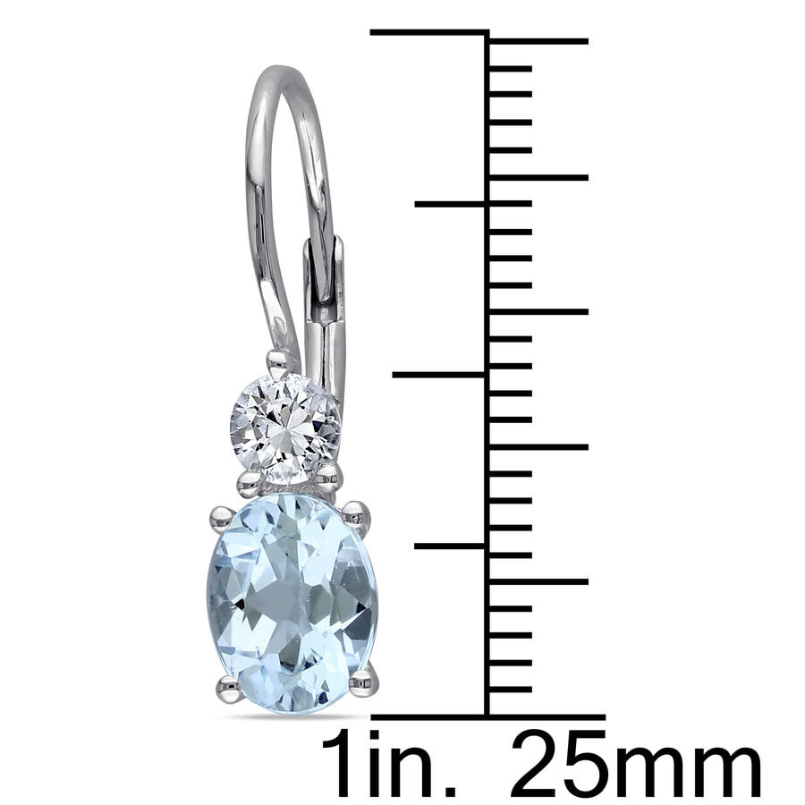 Amour 3 4/5 Ct Tgw Blue Topaz And Created White Sapphire Leverback Earrings In Sterling Silver In White