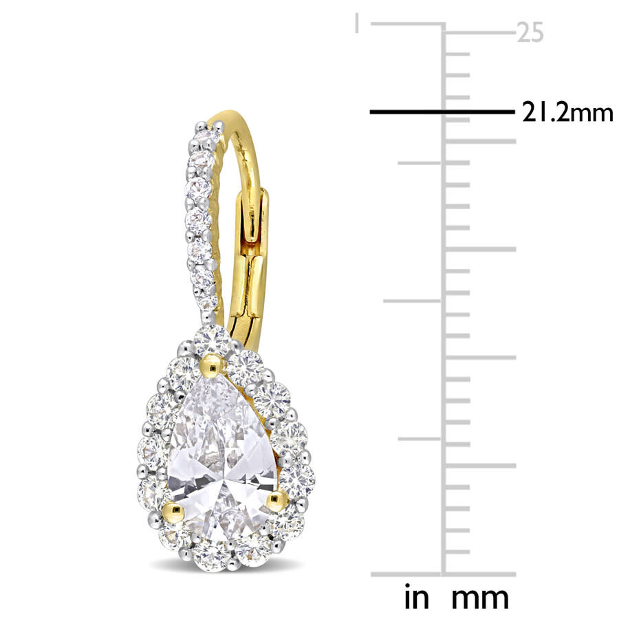Amour 3 5/8 Ct Tgw Created White Sapphire Teardrop Leverback Earrings In Yellow Plated Sterling Silv In Yellow