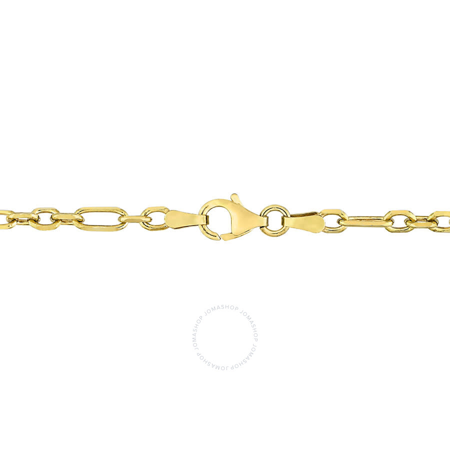Amour 3mm Diamond Cut Figaro Chain Necklace In Yellow Plated Sterling Silver In Yellow