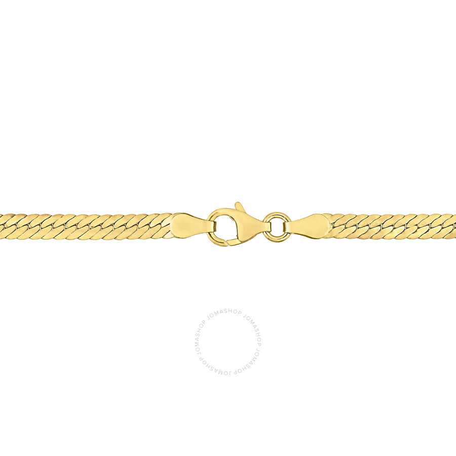 Amour Herringbone Chain Necklace In Yellow Plated Sterling Silver In Yellow