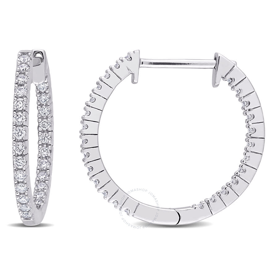 Amour 3/4 Ct Tdw Diamond Vintage Hoop Earrings In 10k White Gold In White
