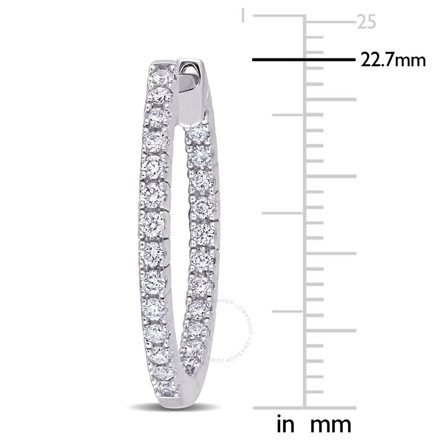 Amour 3/4 Ct Tdw Diamond Vintage Hoop Earrings In 10k White Gold In White