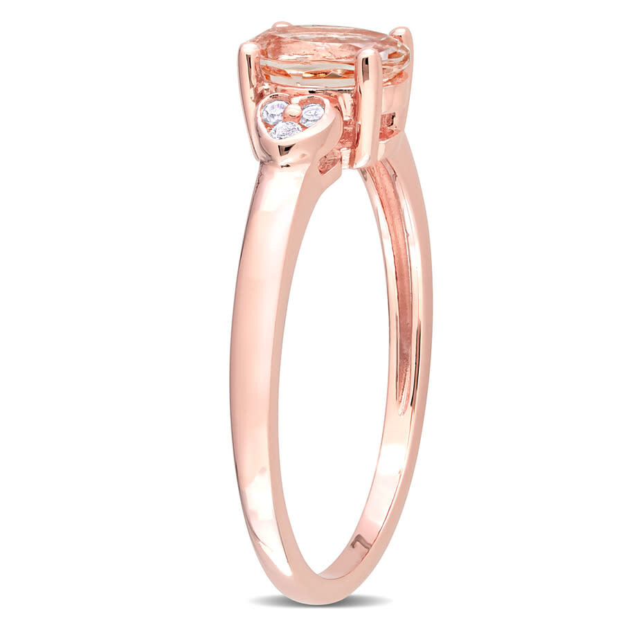 AMOUR AMOUR 3/4 CT TGW MORGANITE AND DIAMOND ACCENT RING IN ROSE PLATED STERLING SILVER
