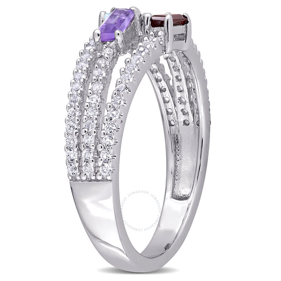 Amour 3/4 Ct Tgw Multi-gemstone Split-shank Ring In Sterling Silver In White