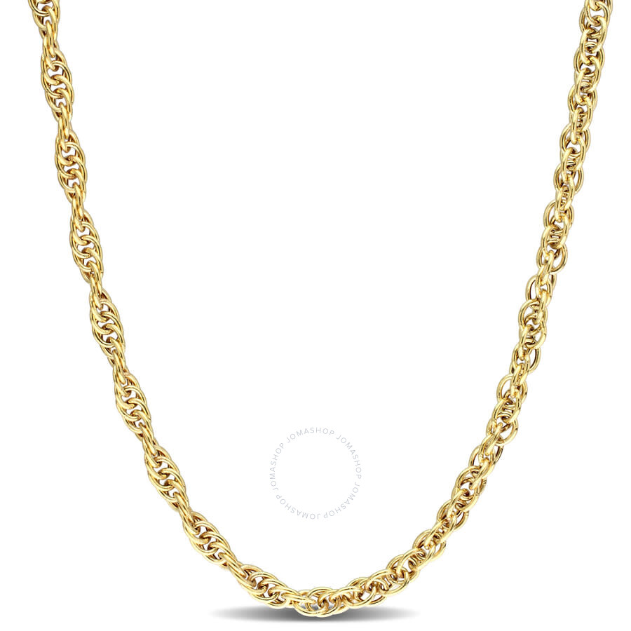 Amour 3.7mm Singapore Chain Necklace In Yellow Plated Sterling Silver In Yellow