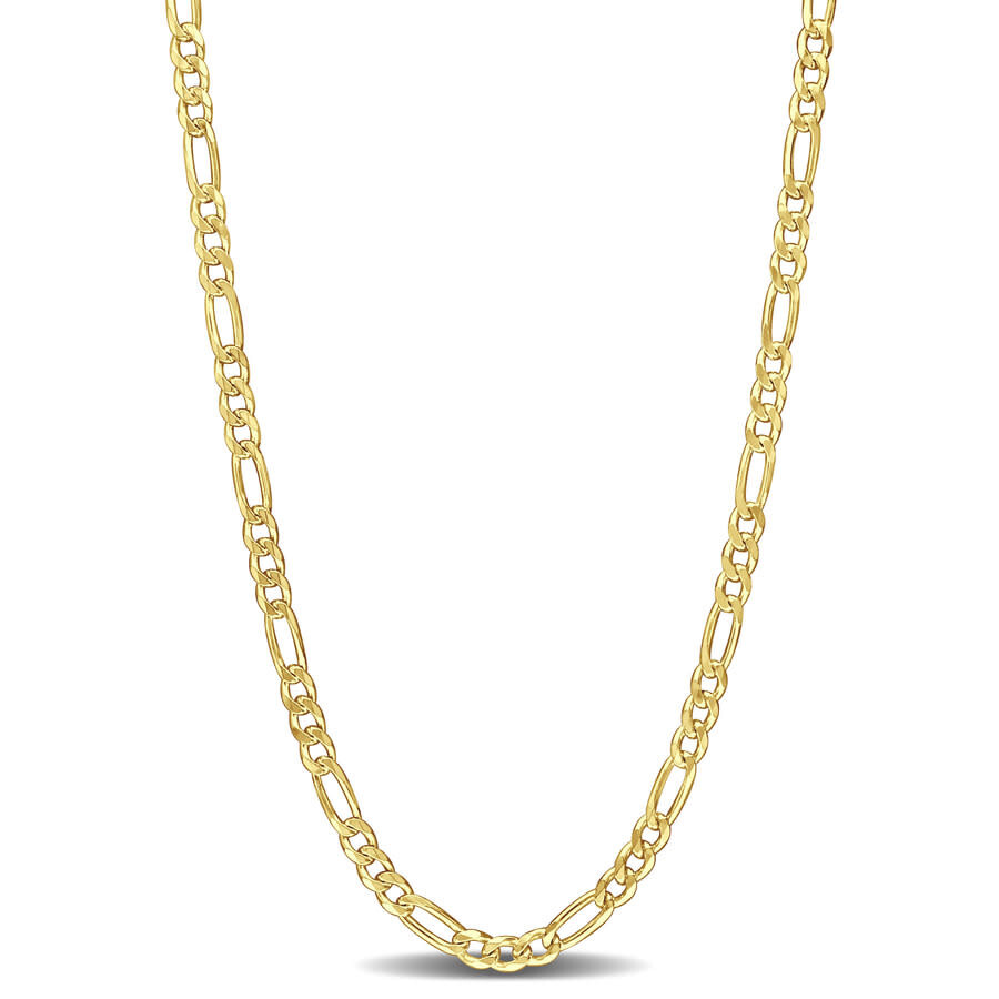 Amour 3.8mm Figaro Chain Necklace In Yellow Plated Sterling Silver In Yellow