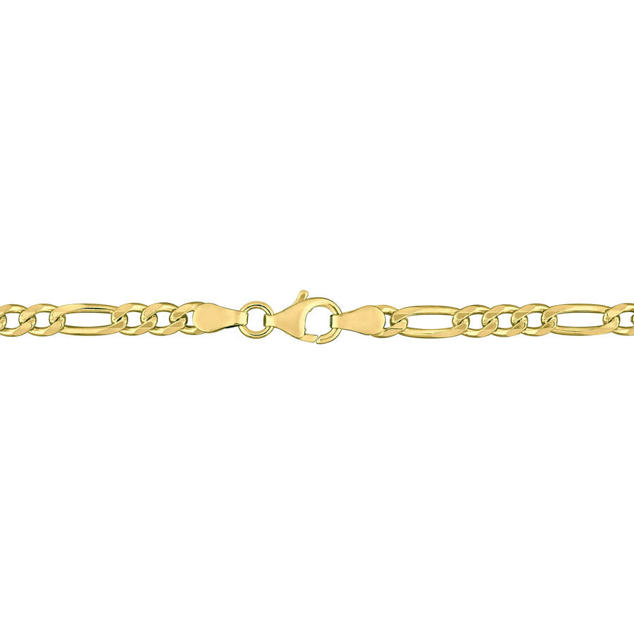Amour 3.8mm Figaro Chain Necklace In Yellow Plated Sterling Silver In Yellow