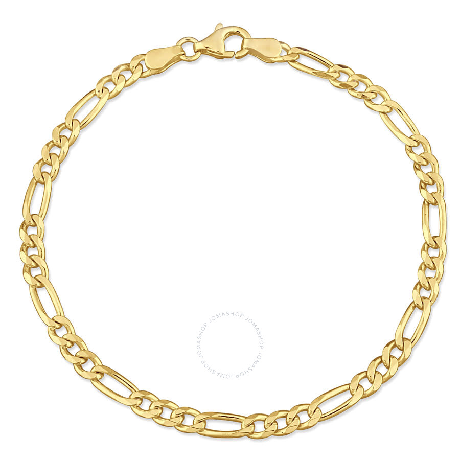 Amour 3.8mm Figaro Bracelet In Yellow Plated Sterling Silver 9 In Yellow