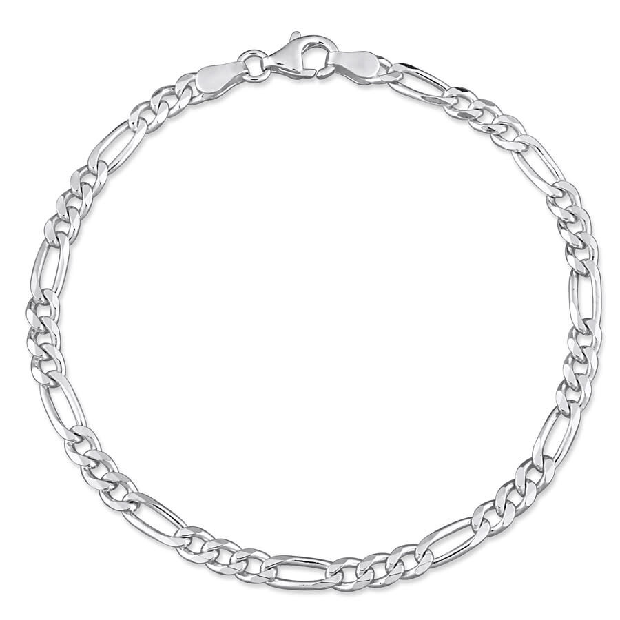 Shop Amour 3.8mm Flat Figaro Chain Bracelet In Sterling Silver In White