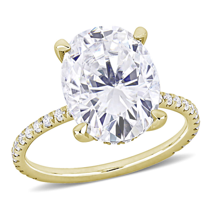 Shop Amour 4 7/8 Ct Dew Oval Created Moissanite Engagement Ring In 10k Yellow Gold